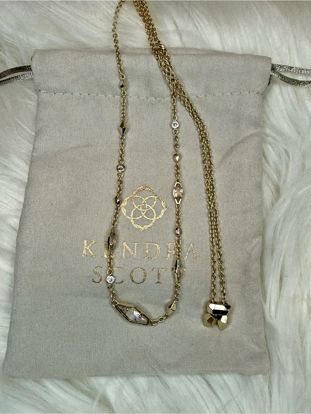 Kendra Scott Debra Gold Iridescent Crystal Geometric Adjustable Necklace
